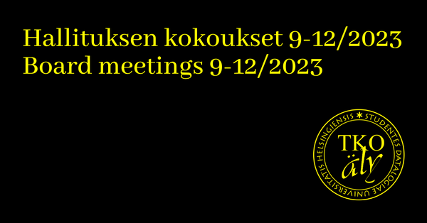 Hallituksen kokoukset 9-12/2023 // Board meetings 9-12/2023