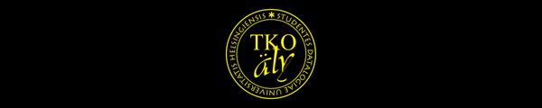 TKO-älyn keltainen logo mustalla taustalla